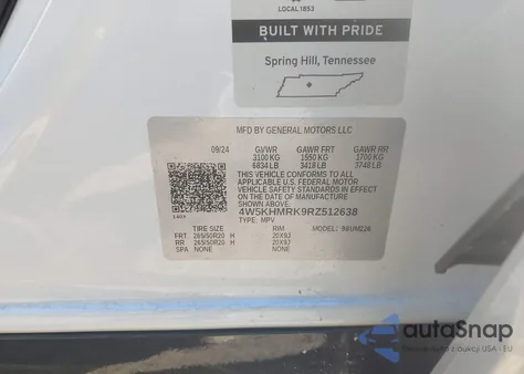 2024 Acura Zdx A-Spec из США, поврежденный, VIN 4W5KHMRK9RZ512638